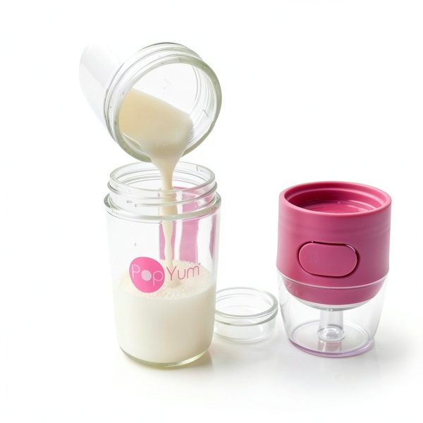 PopYum One‑Handed Feeding Bottle Pink Silicone-5