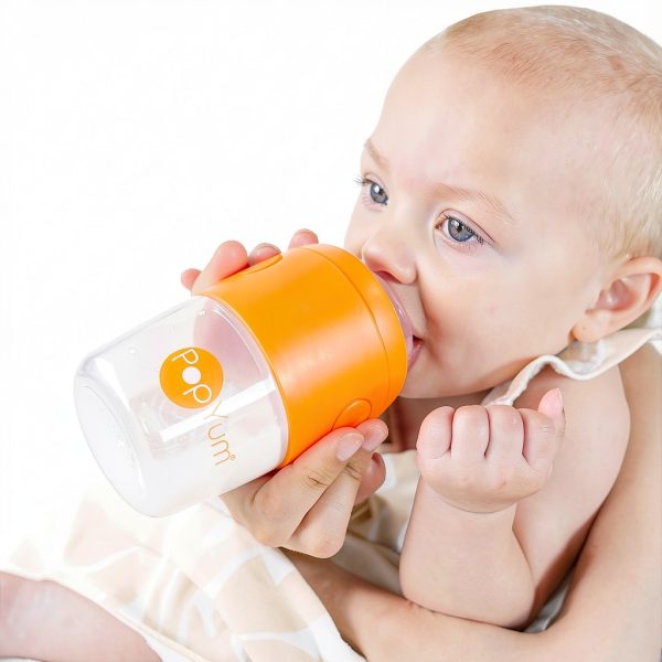PopYum One-Handed Feeding Bottle Orange-2