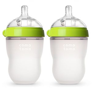 Green Silicone Baby Bottles Unisex Double Pack-0