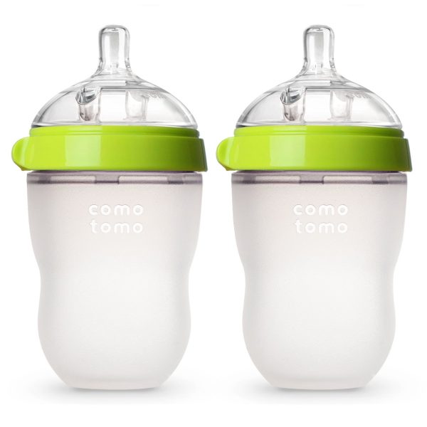 Green Silicone Baby Bottles Unisex Double Pack-0