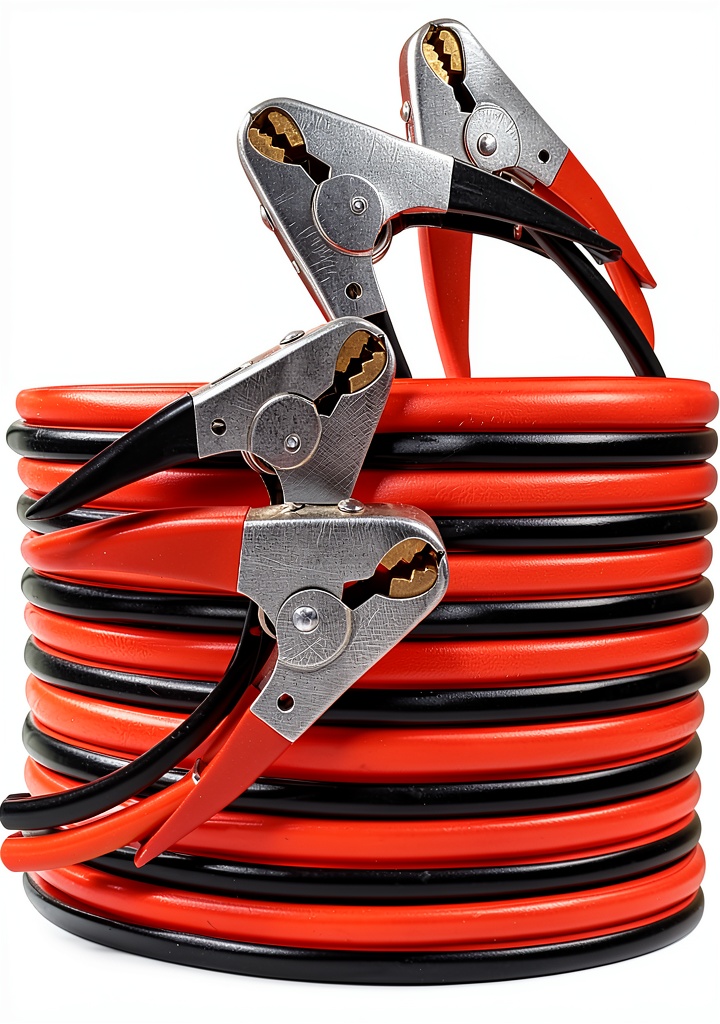 ABN jumper cables being connected to a car battery in cold weather