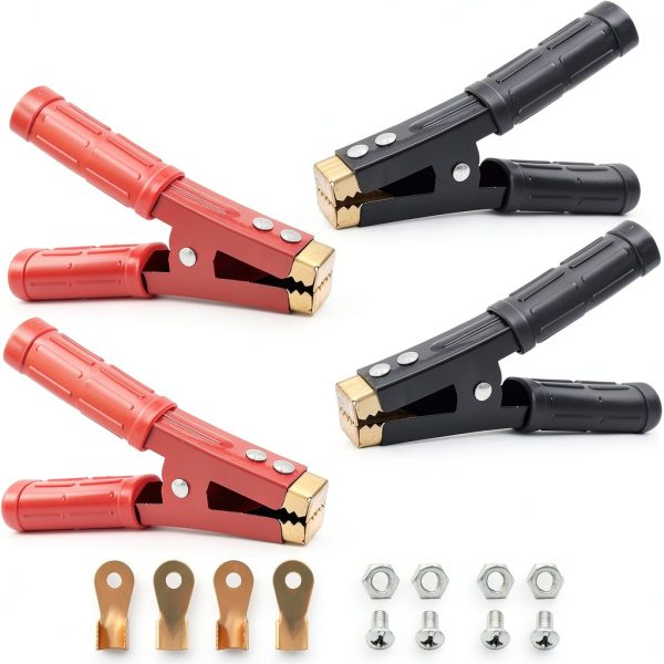 Saihisday 1000A Battery Jumper Cable Clamps Polished Iron with Copper-0