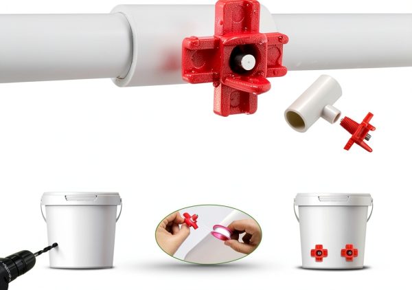 Horizontal Chicken Waterer 15-Pack with PVC Tee – ABS & Stainless-4