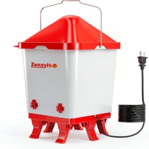 Heated Chicken Waterer Bucket 5 Gallon ZenxyHoC 4 Nipples 10ft Cord-0
