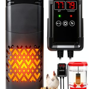 PTC Chicken Water Heater SolarCluck Waterer with LCD Display – Black-0