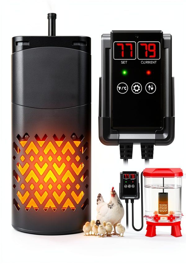 PTC Chicken Water Heater SolarCluck Waterer with LCD Display – Black-0