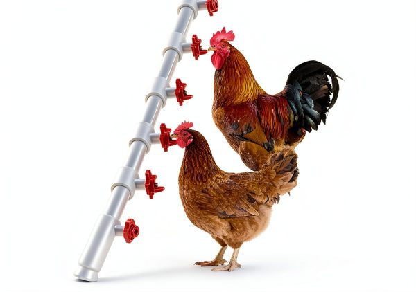 Horizontal Chicken Waterer 15-Pack with PVC Tee – ABS & Stainless-2
