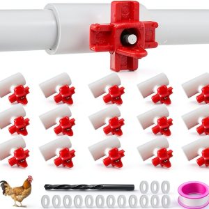 Horizontal Chicken Waterer 15-Pack with PVC Tee – ABS & Stainless-0