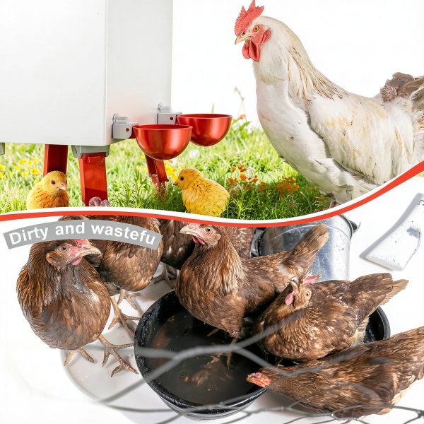 Chicken Waterer Cups, 10 Pack Automatic DIY Chicken Water Cups with 3/8'' Hole Saw-4