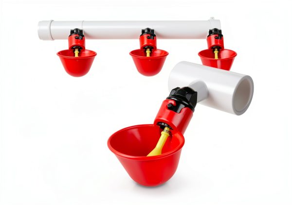 Chicken Waterer Cups, Pack of 6 Chicken Waterer PVC Tee Fittings, with 1/8 Inch FTP Threads, Automatic Chicken Water Cups for Chicken Ducks Quail-1