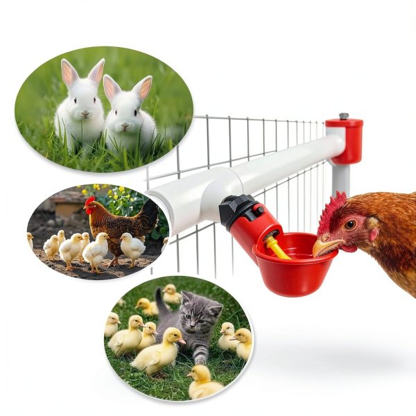Chicken Waterer Cups, Pack of 6 Chicken Waterer PVC Tee Fittings, with 1/8 Inch FTP Threads, Automatic Chicken Water Cups for Chicken Ducks Quail-6
