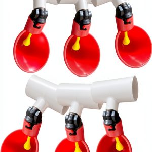 Chicken Waterer Cups, Pack of 6 Chicken Waterer PVC Tee Fittings, with 1/8 Inch FTP Threads, Automatic Chicken Water Cups for Chicken Ducks Quail-0