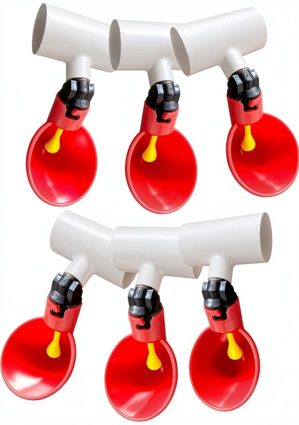 Chicken Waterer Cups, Pack of 6 Chicken Waterer PVC Tee Fittings, with 1/8 Inch FTP Threads, Automatic Chicken Water Cups for Chicken Ducks Quail-0