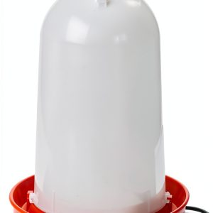 API 3 Gallon Heated Chicken or Bird Waterer with Overheating Protection, Galvanized Steel Handle, and Easy to Fill Funnel Design, White-0