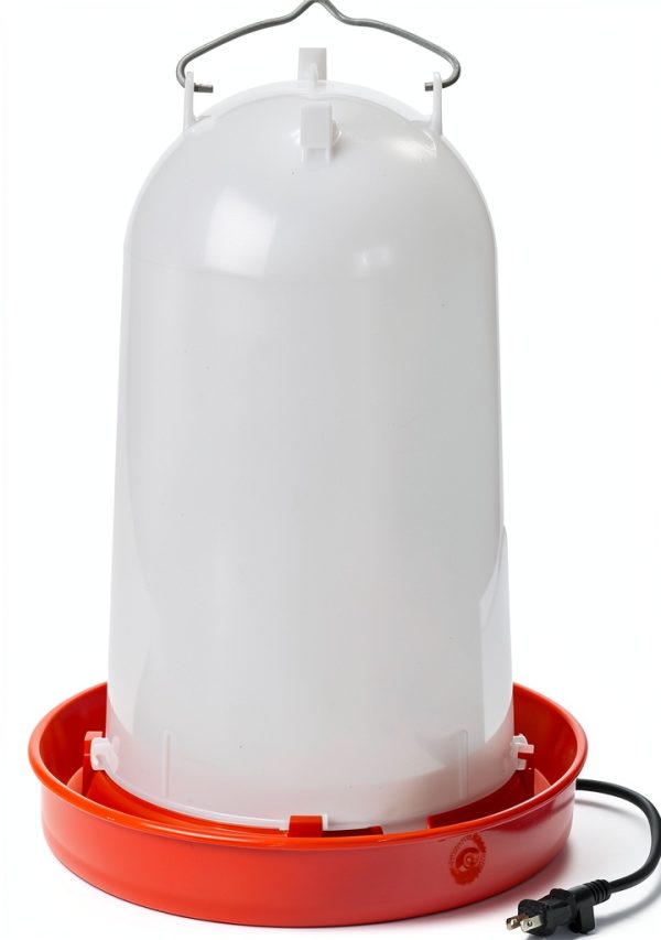 API 3 Gallon Heated Chicken or Bird Waterer with Overheating Protection, Galvanized Steel Handle, and Easy to Fill Funnel Design, White-0