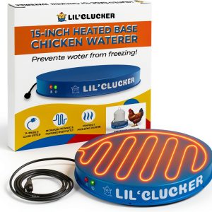 Heated Chicken Waterer Lil'Clucker Base Blue 15‑Inch FreezeProof Metal-0