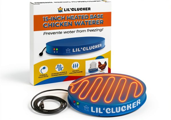 Heated Chicken Waterer Lil'Clucker Base Blue 15‑Inch FreezeProof Metal-0