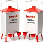 2 * 3.6 Gallons Chicken Waterer Bucket with Handle, Adjustable Legs and Anti Roost Cone-0