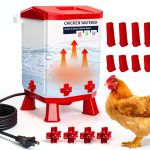Heated Chicken Waterer, 2 Gallon Thermostatic Poultry Drinker with 4 Nipples, Outdoor Winter Water Heater with Leg Base for Chickens, Ducks, Geese, Turkeys, Anti-Freeze Automatic Watering System-0