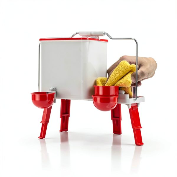 2 * 3.6 Gallons Chicken Waterer Bucket with Handle, Adjustable Legs and Anti Roost Cone-2