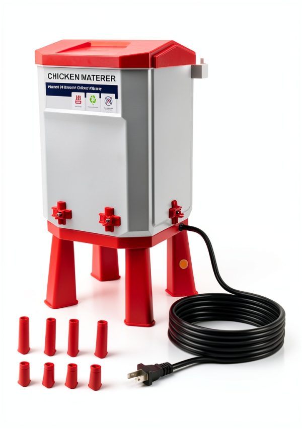 Heated Chicken Waterer, 2 Gallon Thermostatic Poultry Drinker with 4 Nipples, Outdoor Winter Water Heater with Leg Base for Chickens, Ducks, Geese, Turkeys, Anti-Freeze Automatic Watering System-6