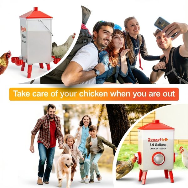 2 * 3.6 Gallons Chicken Waterer Bucket with Handle, Adjustable Legs and Anti Roost Cone-6