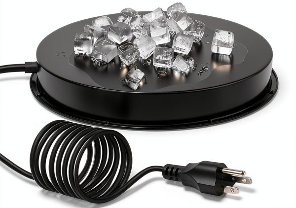 Chicken Water Heater for Winter, 110Watt Thermostat Heated Poultry Waterer Base with 9.8ft Power Cord,Suitable for Plastic/Metal Poultry Waterer(Black, 11INCH-1PACK)-0