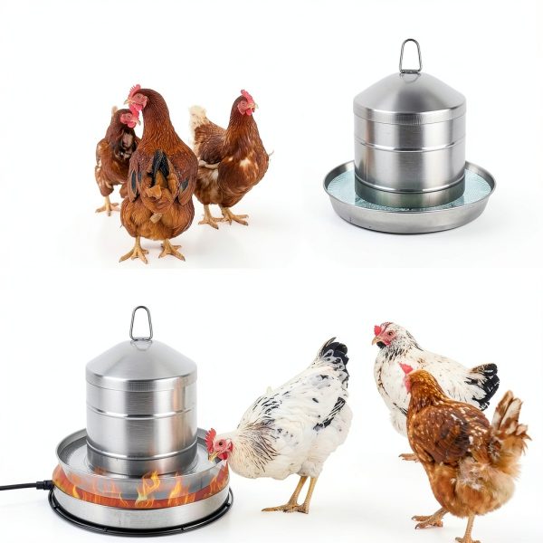 Chicken Water Heater for Winter, 110Watt Thermostat Heated Poultry Waterer Base with 9.8ft Power Cord,Suitable for Plastic/Metal Poultry Waterer(Black, 11INCH-1PACK)-4