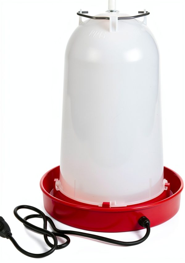 API 3 Gallon Heated Chicken or Bird Waterer with Overheating Protection, Galvanized Steel Handle, and Easy to Fill Funnel Design, White-1