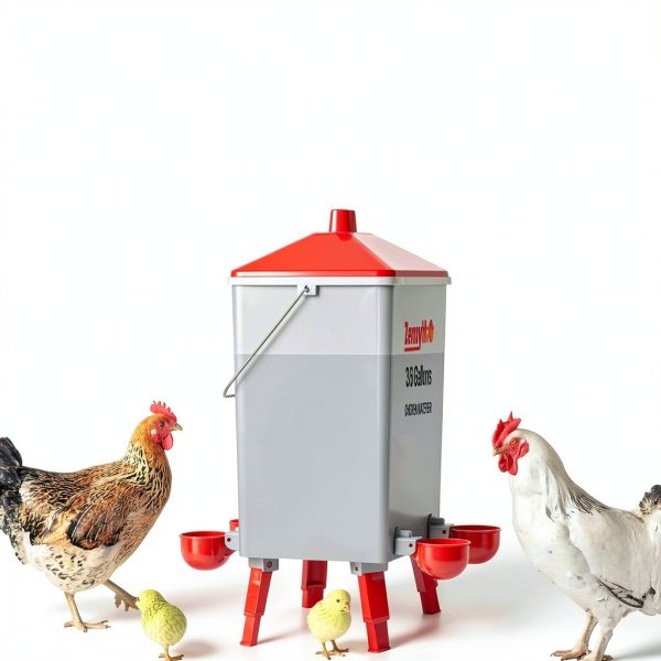 2 * 3.6 Gallons Chicken Waterer Bucket with Handle, Adjustable Legs and Anti Roost Cone-1